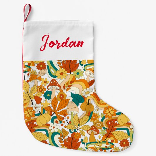 レトロの溝型キノコ花模様 スモールクリスマスストッキング (正面)