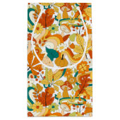 レトロの溝型キノコ花模様 スモールペーパーバッグ (裏面)