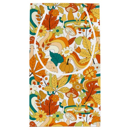 レトロの溝型キノコ花模様 スモールペーパーバッグ (裏面)