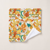 レトロの溝型キノコ花模様 バスタオルセット (ウォッシュタオル)