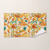 レトロの溝型キノコ花模様 バスタオルセット (ハンドタオル)