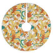 レトロの溝型キノコ花模様 ブラッシュドポリエステルツリースカート (正面)