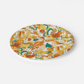 レトロの溝型キノコ花模様 ペーパープレート (アングル)