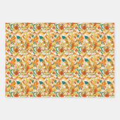 レトロの溝型キノコ花模様 ラッピングペーパーシート (正面)