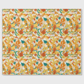 レトロの溝型キノコ花模様 ラッピングペーパー (フラット)