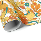 レトロの溝型キノコ花模様 ラッピングペーパー (ロールコーナー)