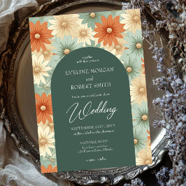 レトロの溝型パステルカラー花bohoアーチ 招待状