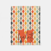 レトロの溝型パターン フリースブランケット (正面)