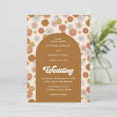 レトロの溝深いほこりっぽいオレンジ色のアイボリー茶色の秋 招待状 (スタンド正面)