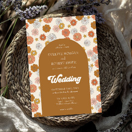 レトロの溝深いほこりっぽいオレンジ色のアイボリー茶色の秋 招待状