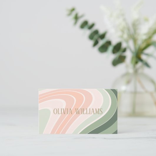 レトロの溝状の波型 名刺 (スタンド正面)