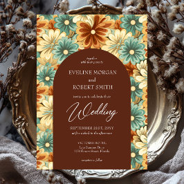 レトロの溝状カラフル花結婚アーチ 招待状