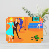 レトロの漫画のカクテルのパーティの招待状 招待状 (スタンド正面)