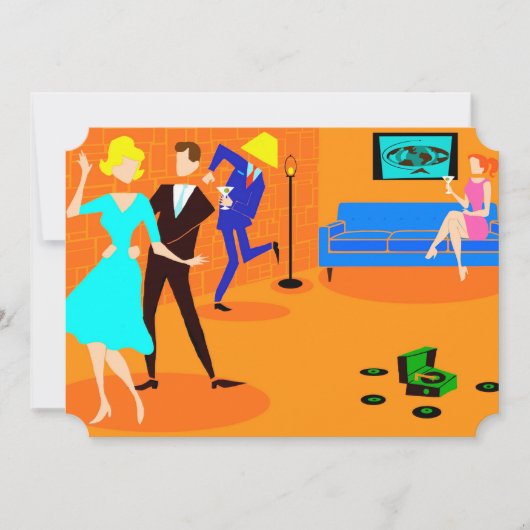 レトロの漫画のカクテルのパーティの招待状 招待状 (正面)