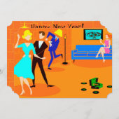 レトロの漫画のカクテルのパーティの招待状 招待状 (正面/裏面)