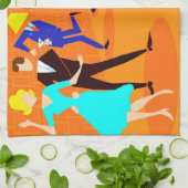 レトロの漫画のカクテルパーティーの台所タオル キッチンタオル (折り畳み)