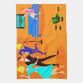 レトロの漫画のカクテルパーティーの台所タオル キッチンタオル (縦)