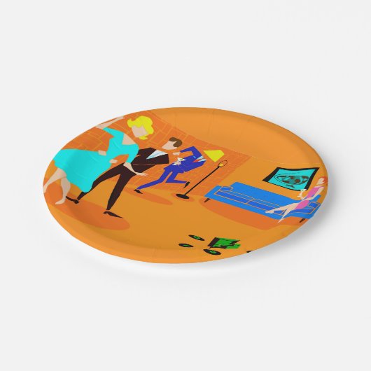 レトロの漫画のカクテルパーティーの紙皿 ペーパープレート (アングル)