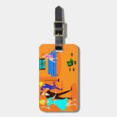 レトロの漫画のカクテルパーティーの荷物のラベル ラゲッジタグ (正面縦)