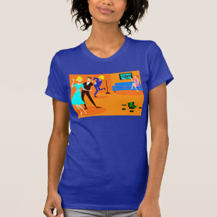 レトロの漫画のカクテルパーティーのTシャツ Tシャツ