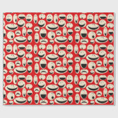 レトロの漫画はパターン包装紙に直面します ラッピングペーパー (フラット)