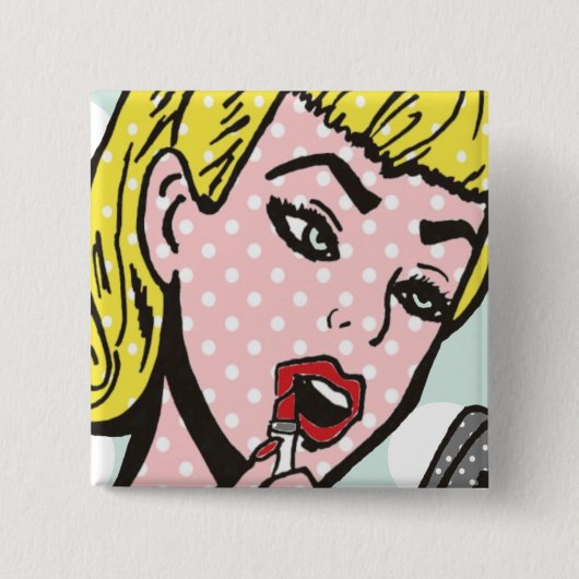 レトロの漫画本のかわいこちゃんボタン 缶バッジ (正面)