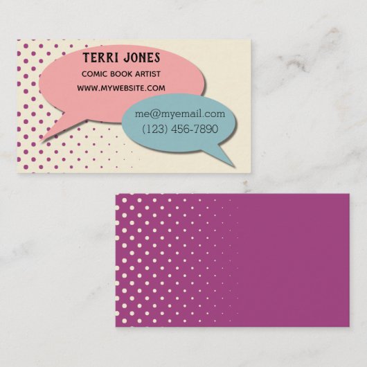 レトロの漫画本のスピーチの泡明暗中間部のパステル 名刺 (正面/裏面)