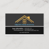 レトロの灰色はコラムの金ゴールドの家の屋根葺き職人を影で覆います 名刺 (正面)