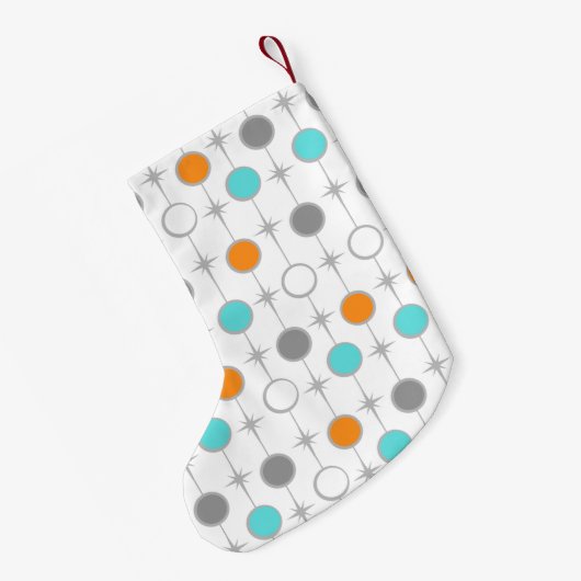 レトロの点およびスターバストのクリスマスのストッキング スモールクリスマスストッキング (裏面 (吊り時))