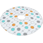 レトロの点およびスターバストのクリスマスツリーのスカート ブラッシュドポリエステルツリースカート (アングル)