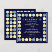 レトロの点及び星の誕生日のパーティの招待状 招待状 (正面/裏面)