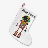 レトロの無線のロボット スモールクリスマスストッキング (正面 (吊り時))
