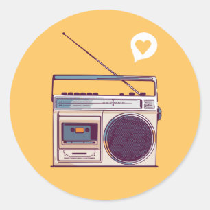 レトロの無線のBoombox ラウンドシール