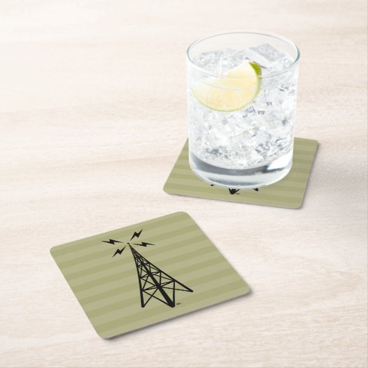 レトロの無線タワー スクエアペーパーコースター (インサイチュ)