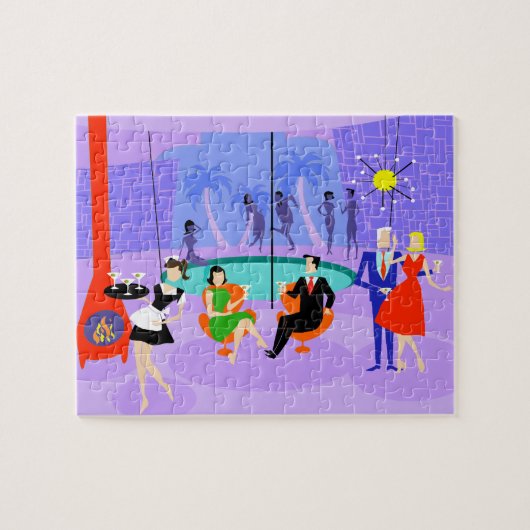 レトロの熱帯カクテルパーティーのパズル ジグソーパズル (横)
