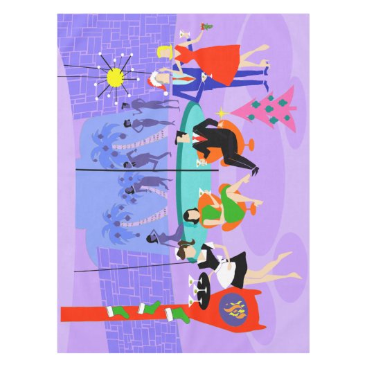 レトロの熱帯クリスマス・パーティのテーブルクロス テーブルクロス (正面)