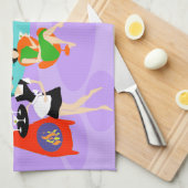 レトロの熱帯クリスマス・パーティの台所タオル キッチンタオル (四つ折り)