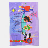 レトロの熱帯クリスマス・パーティの台所タオル キッチンタオル (縦)