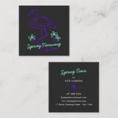 レトロの熱帯パープルフラミンゴヤシの木のラインアート スクエア名刺 (正面/裏面)