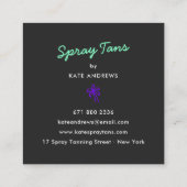 レトロの熱帯パープルフラミンゴヤシの木のラインアート スクエア名刺 (裏面)