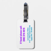 レトロの熱帯花のピンクの青及び紫色 ラゲッジタグ (裏面縦)