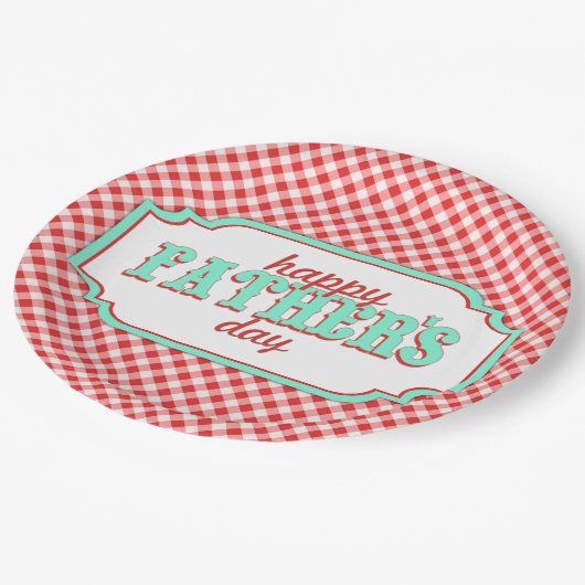 レトロの父の日の紙のプレート格子縞 ペーパープレート (アングル)