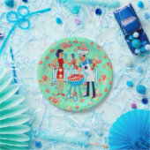 レトロの父の日の紙のプレート花柄 ペーパープレート (パーティー)