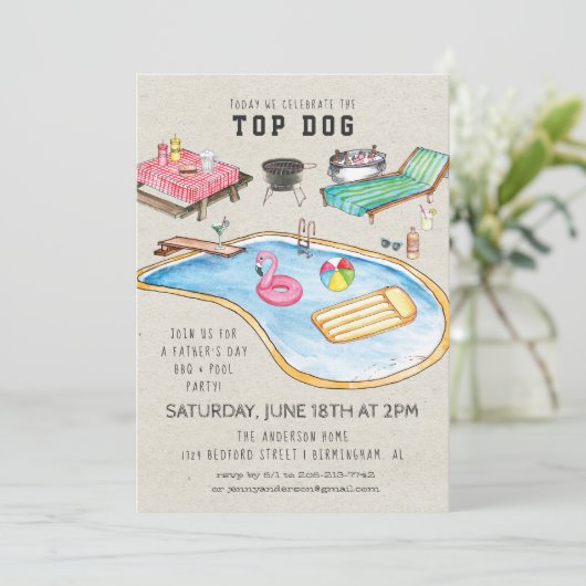 レトロの父の日BBQの招待状 招待状 (スタンド正面)