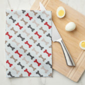 レトロの犬用の骨パターン キッチンタオル (四つ折り)