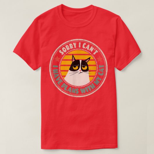 レトロの猫とCの予定がなくてごめん Tシャツ (デザイン正面)