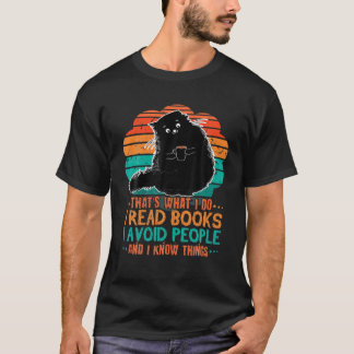 レトロの猫の本は人を避ける虫の本 Tシャツ