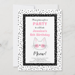 レトロの猫を愛する女の子のための第6誕生会 案内状