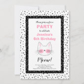 レトロの猫を愛する女の子のための第6誕生会 案内状 (正面)