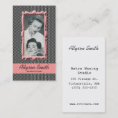 レトロの珊瑚の千鳥格子のなエステティシャンの名刺 名刺 (正面/裏面)